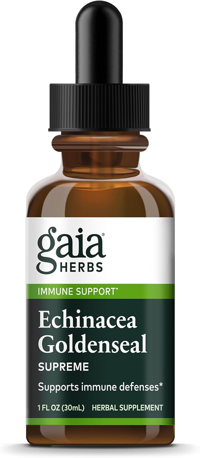 Gaia Herbs Echinacea Goldenseal Supreme - Goldenseal Root Herbal Nutrient Complex for Immune Support - Convenient Liquid Extract - Soy, Dairy & Gluten Free - 1 oz