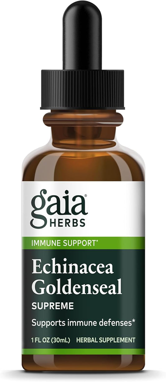 Gaia Herbs Echinacea Goldenseal Supreme - Goldenseal Root Herbal Nutrient Complex for Immune Support - Convenient Liquid Extract - Soy, Dairy & Gluten Free - 1 oz