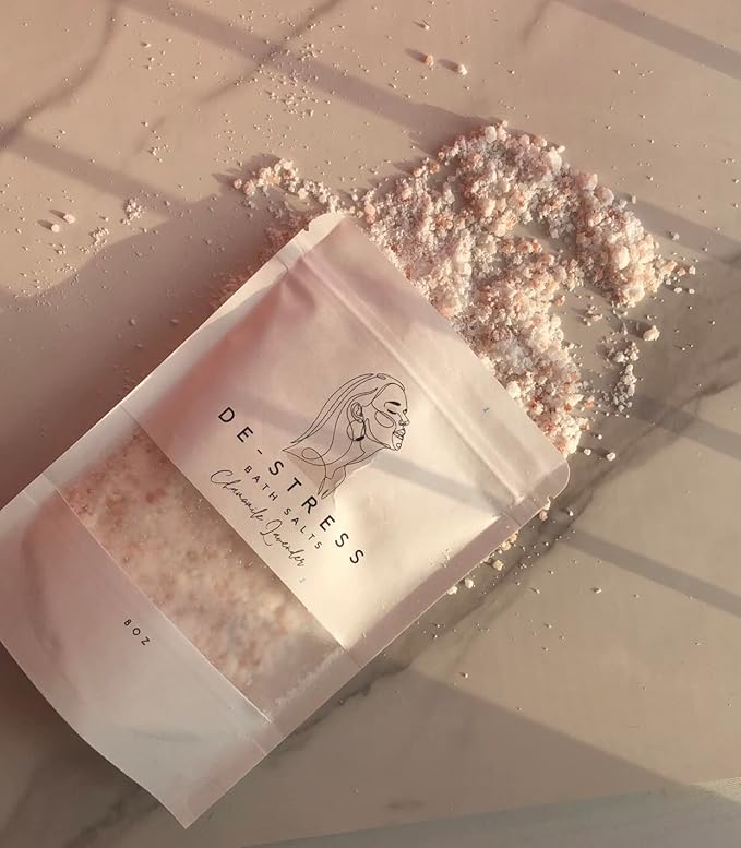 Soothing Bath Salts – 8 oz Relaxing Chamomile Lavender Soak with Epsom Salt, Himalayan Pink Salt and Sea Salt – Natural, Calming, Stress Relief and Soft Skin