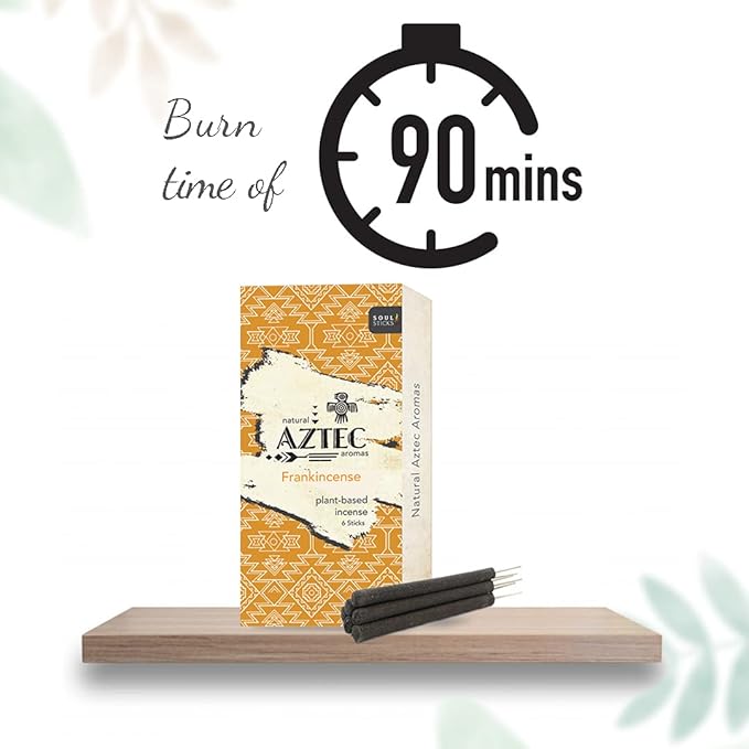 Soul Sticks Aztec Cinnamon Resin Incense Sticks, 90 Hrs Burn Time – 100% Natural, Hand-Rolled & Slow-Burning 6 Pcs| Artisan Blend for Yoga, Meditation, Relaxation, Aromatherapy (Frankincense)