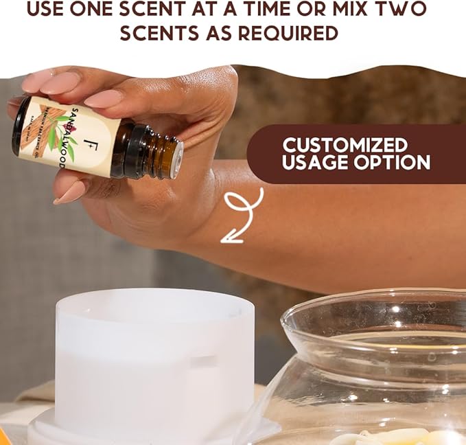 Folkulture Essential Oils for Home | Set of 5 (0.34 fl oz x 5) Sandalwood Essential Oil or Rose Diffuser Oils for Relaxation | Lavender Essential Oil or Chamomile Oil Scents | Jasmine Oil for Women