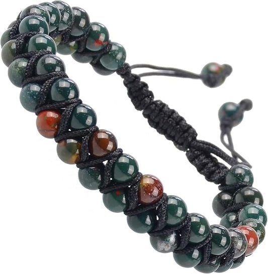 MASSIVE BEADS Double Layer Natural Chakra Healing Power Crystals Macrame Bracelet Yoga Stone Beads Gemstone Meditation Relax Anxiety Bangle for Unisex Women Men