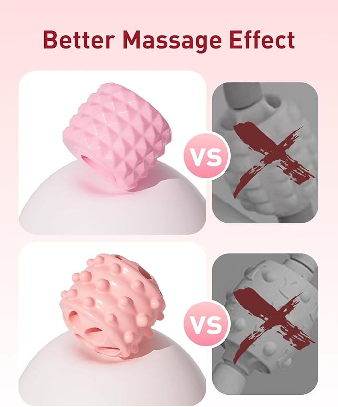 Massage Roller for Legs,21 Wheel Circular Leg Clamp+3 Wheel Massage Roller Stick Lymphatic Massage for Relieve Soreness Stiffness Tight Muscles Deep Tissue-Pink