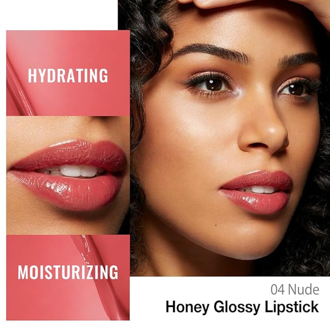 Kaely Nude Honey Glossy Lipstick for Women, Moisturizing Shine Lipstick for Dry Lips, Hydrating Nourishing Tinted Lip Balm, Sheer Lightweight Lip Gloss Stain Makeup, Vegan & Cruelty-Free, 04