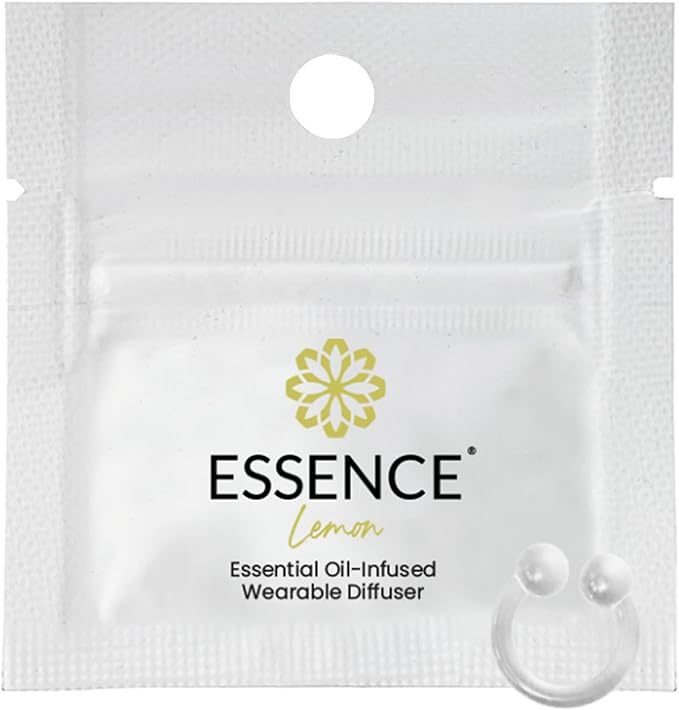 Essence Wearable Aromatherapy Nasal Diffuser – Lemon Essential Oil Nose Ring Silicone Inhaler for Stress & Mood Support - Made in USA & Travel-Friendly