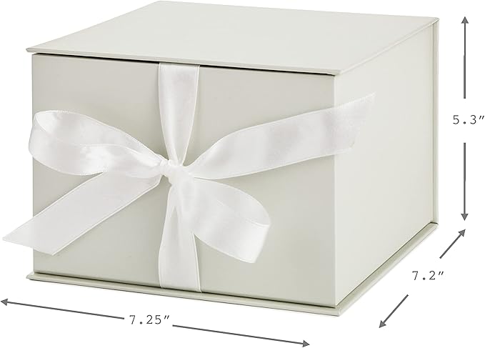 Hallmark Medium Gift Box with Lid and Shredded Paper Fill (Grey White 7 inch Box) for Weddings, Bridal Showers, Graduations, Birthdays, Bridesmaids Gifts, All Occasion (Pack of 12)