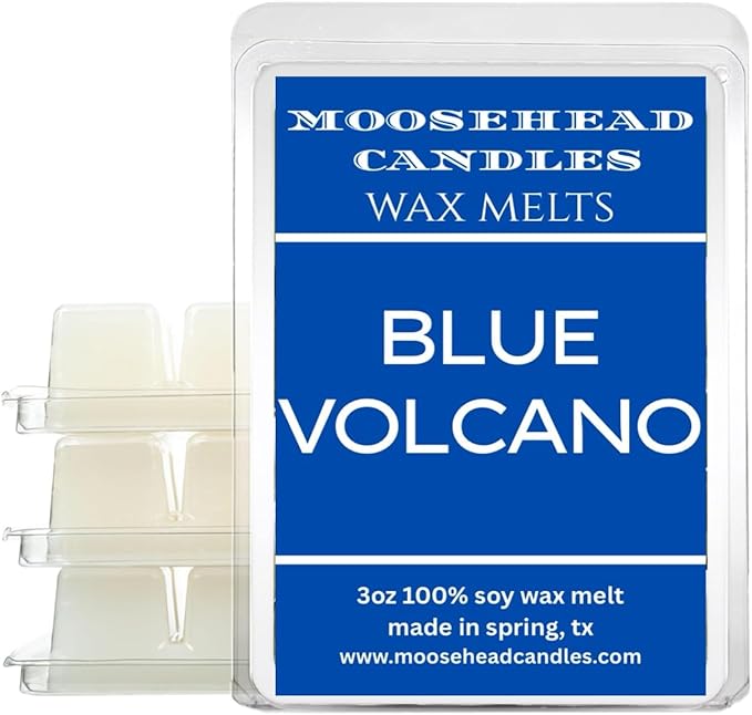 Blue Volcano Wax Melts – 4 Pack Soy Wax Cubes | Tropical Fruit & Citrus Scent with Pineapple, Goji Berry, Mango & Driftwood | Long-Lasting Fragrance for Wax Warmers | Pet Safe, Hand Poured in USA