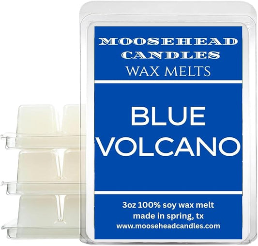 Blue Volcano Wax Melts – 4 Pack Soy Wax Cubes | Tropical Fruit & Citrus Scent with Pineapple, Goji Berry, Mango & Driftwood | Long-Lasting Fragrance for Wax Warmers | Pet Safe, Hand Poured in USA