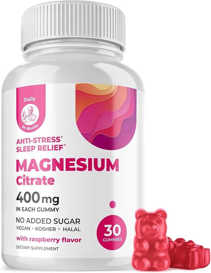 DR. MORITZ Magnesium Gummies for Adults - Sugar-Free Calm Magnesium Gummies - Raspberry Flavor - Non-GMO, 400 mg (30 Count)