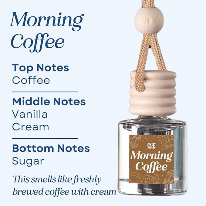 CANDECraftCo Car Air Hanging Fragrance Oil, Car Auto Freshener for Essential Oils, Scents Fragrance Aromatherapy Automobile Diffuser, Long Lasting (Morning Coffee)