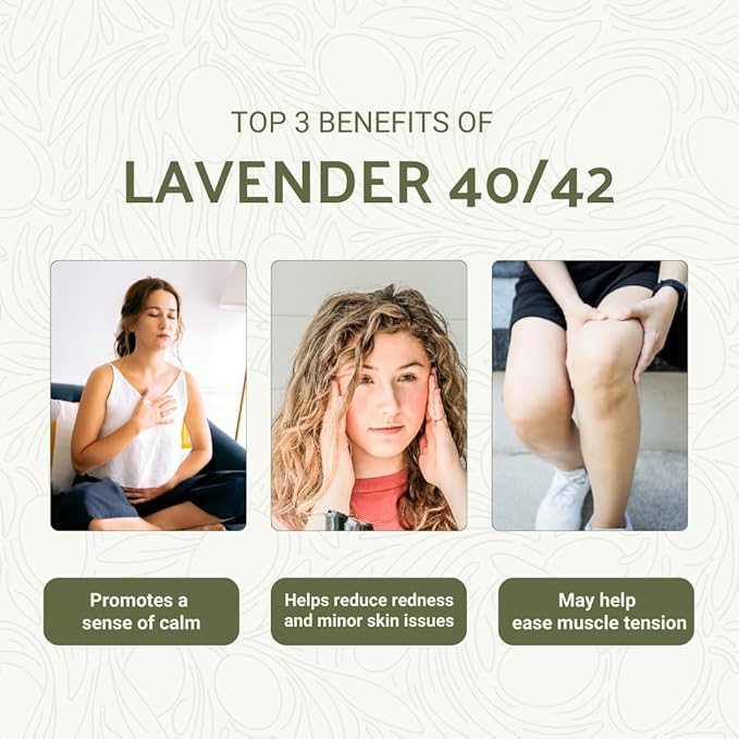 Lavender 40/42 Essential Oil Direct from France - Essential Oil for Candle Making and Soaps - Pure Lavender 40/42 Oil for Aromatherapy, Skincare, Haircare, Perfumes (8oz)