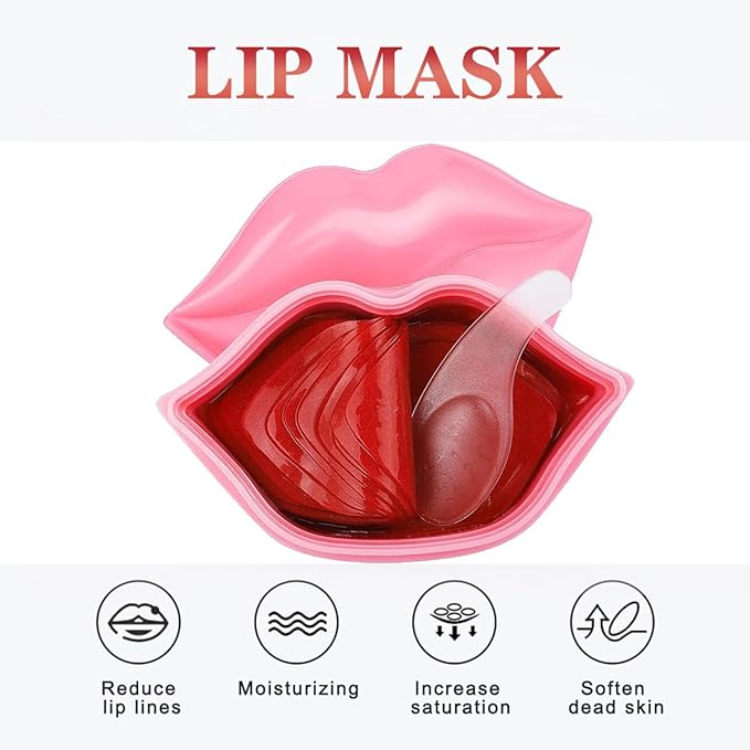 20PCS Collagen Lip Masks,Lip Care Lip Pads Great for Moisturizing,Nourishing & Firms Lip,Lip Sleeping Mask for Plumping Your Lips. (YUEHAO Lip Mask Red) (YUEHAO lip mask pink 125)
