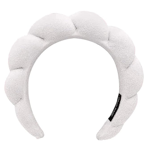 Headband for Spa, Makeup Removal, Shower, and Skincare - Sponge Headband (White)