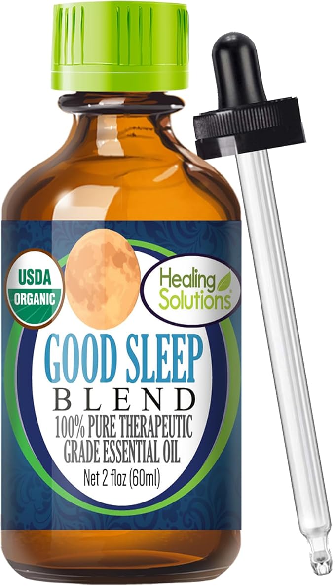 Healing Solutions 2 oz Sleep Essential Oil for Diffuser, Relaxation, Organic, Pure, Undiluted - Dream Essential Blend, 60 ml Sleep Aid - Organic Diffuser Oil