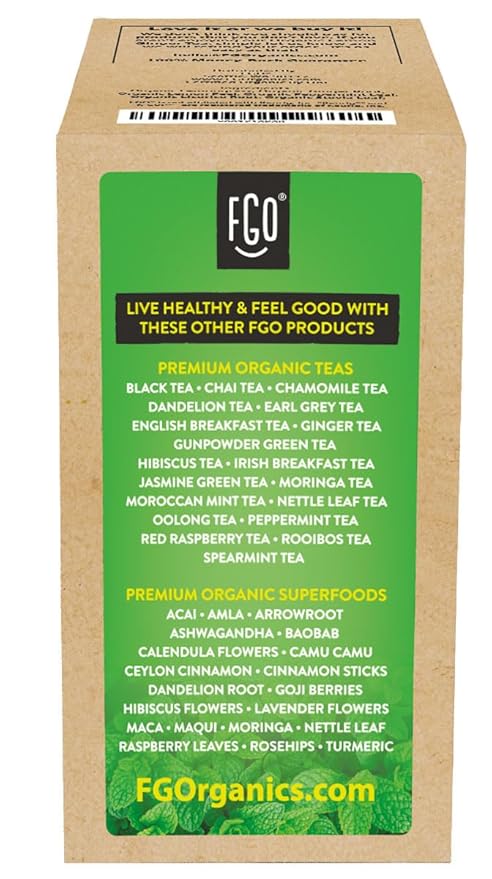 FGO Organic Peppermint Tea K-Cup Pods for Keurig, 24 Count (Pack of 1), Naturally Caffeine-Free Herbal Tea, USDA Organic, Non-GMO, & Recyclable