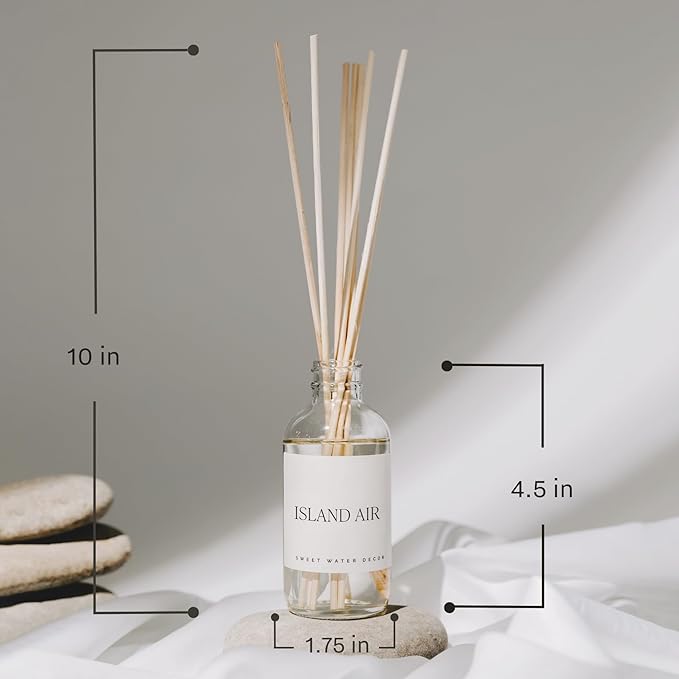 Sweet Water Decor Salt & Sea Reed Diffuser Set - Sea Salt Citrus & Musk Amber Scent Diffuser - Reed Diffusers for Home with Long Lasting Fragrance - Non-Toxic Oil Reed Diffuser - Made in The USA