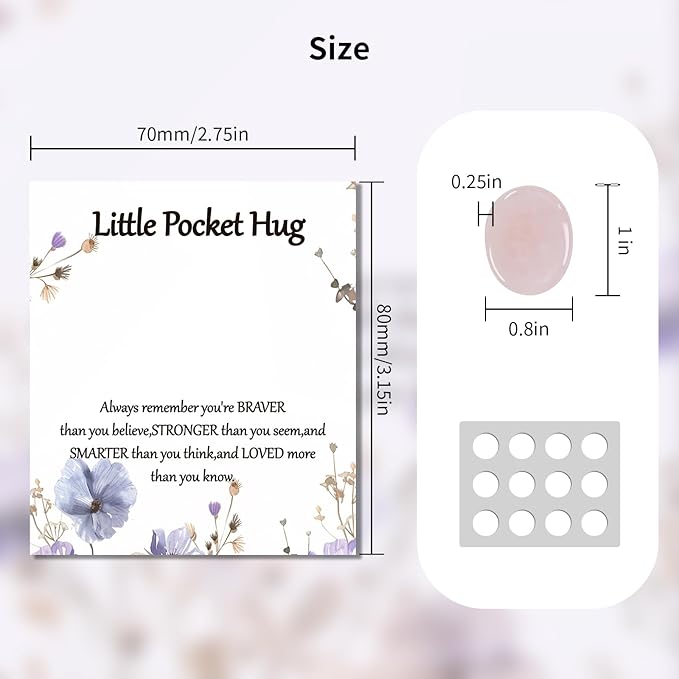 40 Sets Little Worry Stones Oval Shape Pocket Hug Token Gift Card Keepsake Thinking of You Cards for Friends Funeral Favors Encouragement Gifts for Women Adults Party Favors