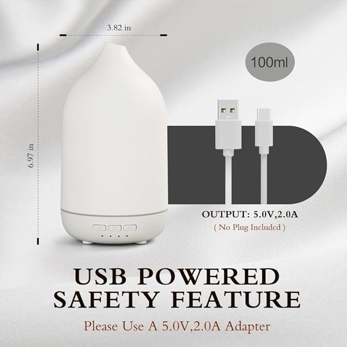 Essential Oil Diffusers, Aromatherapy Diffuser for Essential Oils, 100ml Oil Diffusers for Large Room - 5 Timers, Warm Ambient Light, Auto-Off