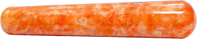 Amazing Gemstone Sunstone Crystal Wand Massage Stick - Pelvic Wand Gua Sha for Adults - Crystals and Healing Stones Massage Wands for Adults Gifts (Smooth)
