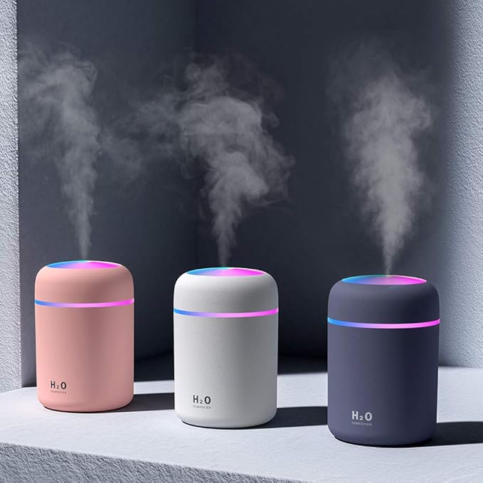Colorful Cool Mini Humidifier, Essential Oil Diffuser, Aroma Essential USB Personal Desktop Humidifier for Car, Office Room, Bedroom etc,2 Adjustable Mist Modes (Pink)