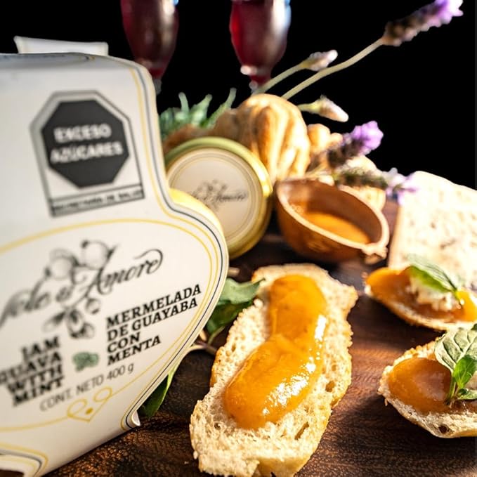 Gourmet Guava Jam with Mint 14 oz, Organic Fruit Preserves Jam, Natural Fruit Spread Mermelada de Guayava Perfect for Toast, Bagels, Breakfast, and Dessert
