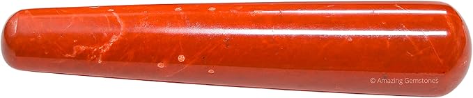 Amazing Gemstone Red Jasper Crystal Wand Massage Stick - Pelvic Wand Gua Sha for Adults - Crystals and Healing Stones Massage Wands for Adults Gifts (Smooth)