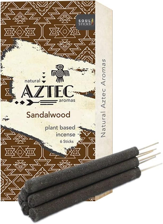 Soul Sticks Aztec Cinnamon Resin Incense Sticks, 90 Hrs Burn Time – 100% Natural, Hand-Rolled & Slow-Burning 6 Pcs| Artisan Blend for Yoga, Meditation, Relaxation, Aromatherapy (Sandalwood)