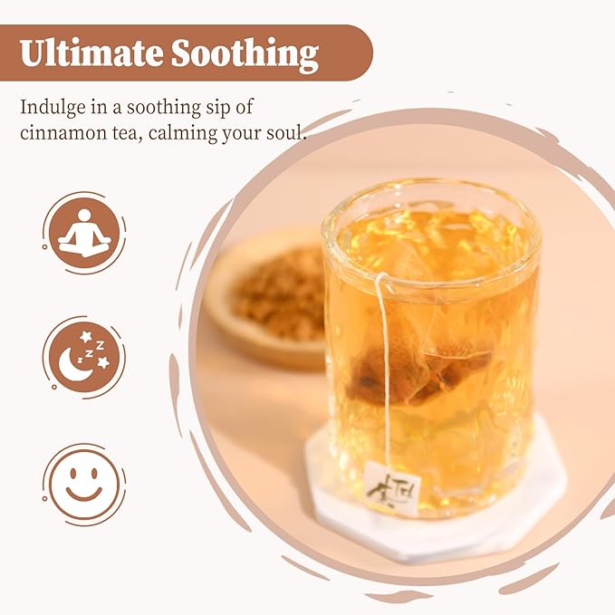 FullChea - Cinnamon Tea bags, 50 Teabags - Natural Cinnamon Sticks Tea for Relaxation - Caffeine-free - Support Better Sleep