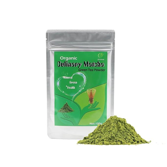 EFOOFAN Matcha Organic Green Tea Powder, Culinary Grade(3.53oz), USDA/JAS/EC Certified, Japanese Sencha Tea Flavor, Vegan and Sugar Free for Cooking, Baking or Candy