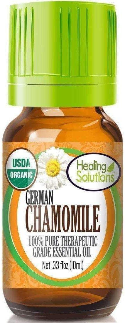 Healing Solutions German Chamomile Essential Oil 0.33 oz (10ml), Organic, Pure & Undiluted, for Hair, Diffuser, & Skin