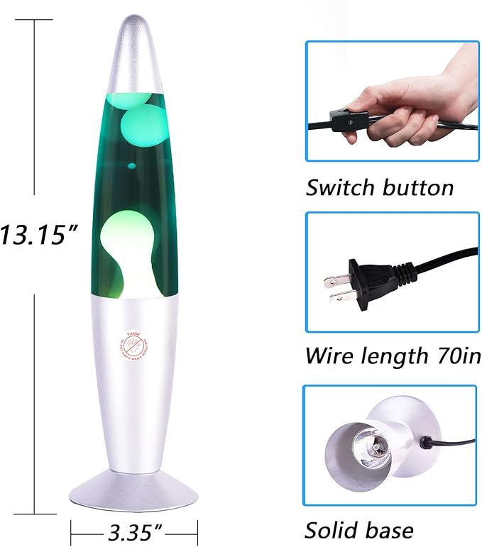 Blue Liquid Motion Lamp with Sliver Base White Wax in Blue Water Glitter Magma Lamps for Adults and Kids Night Light Includes 25 Watt Bulb for Christmas Thanksgiving Day Decoration