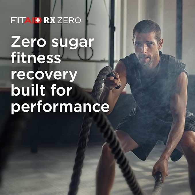 FITAID RX Zero Sugar, Encapsulated Creatine, Workout Recovery Drink, All-In-One Blend, BCAAs, Glucosamine, Turmeric, B-Complex, Electrolytes, Blue Raspberry, 12 Fl Oz (Pack of 24)