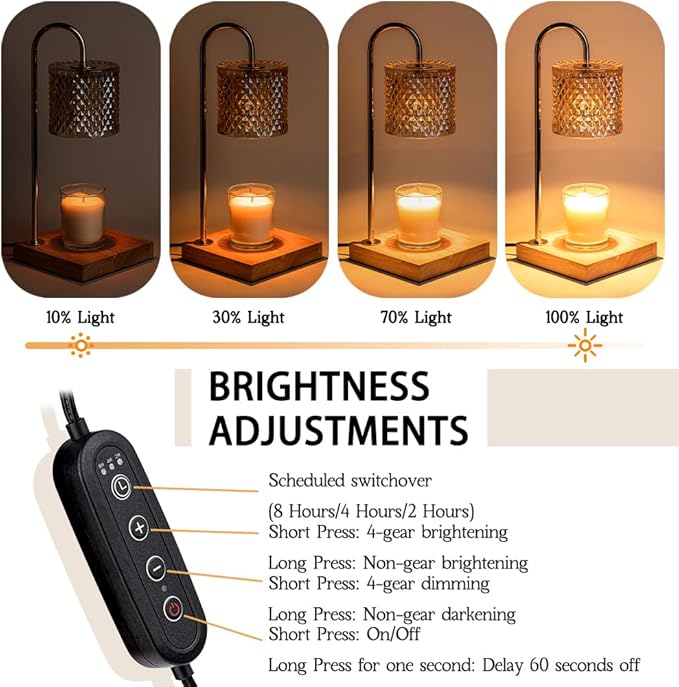 Marycele Lamp Candle Warmer with Timer, House Warming Gifts New Home, Candle Wax Warmer, Aesthetic Room Home Bedroom Decor, Amber Lozenge Diamond