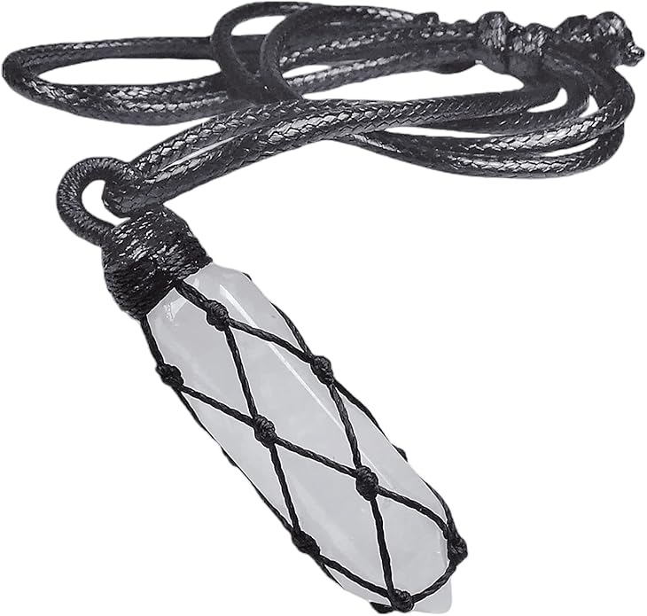 EDEN'S CALL Hexagonal Crystal Point Pendant Necklace for Unisex Adjustable Dainty Natural Stone Pendulum Amulet for Good Luck