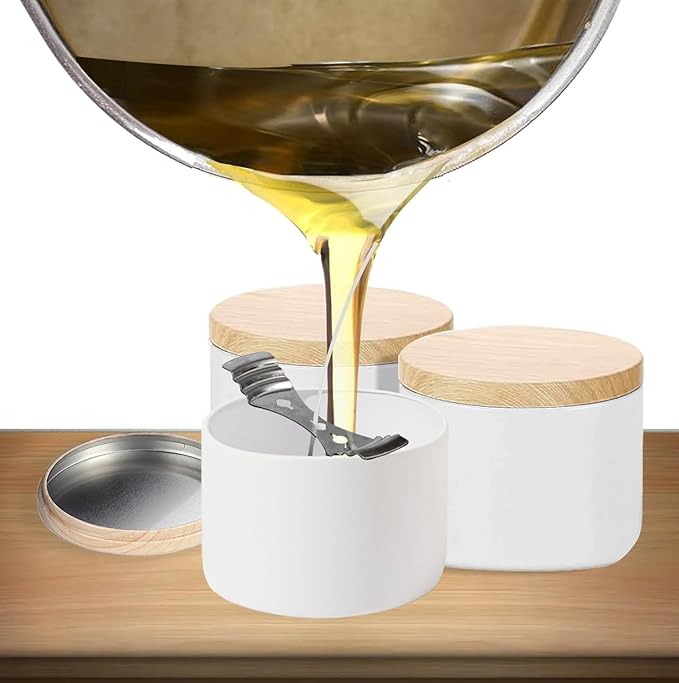 ABK 4oz White Candle Tins, 24 PCS Matte Mental Jars With Wood Grain Lids for Making, Bulk Containers