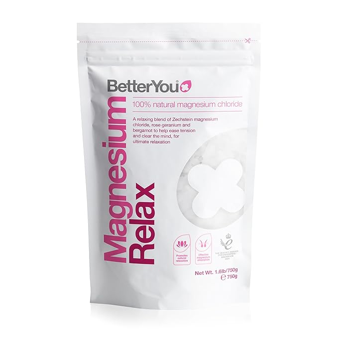 BetterYou Magnesium Relax Bath Flakes - Body Recovery Bath Salts with Magnesium - For Skin Health & Sore Muscle Relief - With Essential Oils - 1.6 lb