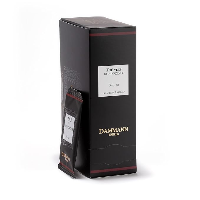 Dammann Freres Satchets, Gunpowder Green Tea Bags, Premium Gourmet French Tea, Individually Wrapped, 24 Count (Single Pack)