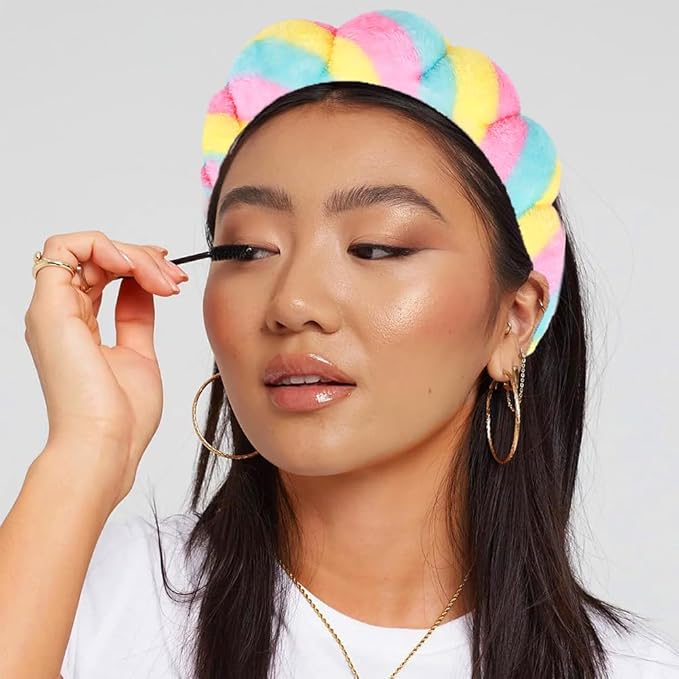 Spa Headbands for Washing Face or Makeup, Sponge Bubble Skincare Headbands, Puffy Terry Cloth Hairband for Women, Skin Care Makeup Headwear Hair Accessories for Girls