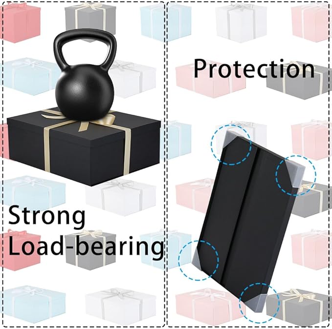 Extra Large Gift Box with Lid 17x13x6 Inches, White Gift Boxes for presents Packaging for Birthdays, Valentine's Day, Christmas, Anniversaries (Include Shredded Paper Fill, Envelope Card Ribbon)