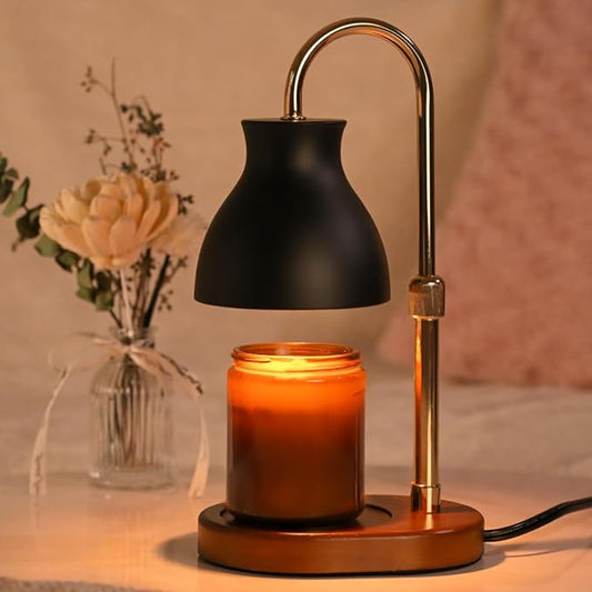 SOKCVSEA Candle Warmer Lamp - Candle Lamp Warmer Diamond Height Adjustable, Birthday Gifts for Mom Women, House Warming Gifts New Home Decor, Wax Melt Warmer with 2 Bulbs Black Gold