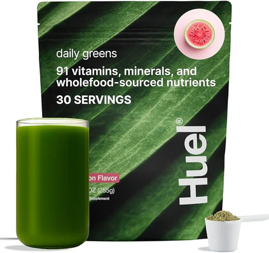 Huel Daily Greens Watermelon | Superfood Greens Powder | 91 Vitamins, Minerals, and Wholefood-Sourced Ingredients | Adaptogens, Antioxidants, Gut-Friendly Probiotics | 30 Servings