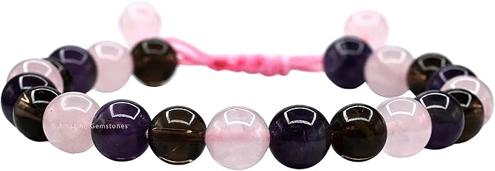 Natural Healing Crystal Bracelet for Women - Mens Bracelet Energy Balancing Gemstones Set - Adjustable Stone Bead Bracelet for Men and Women - Chakra Crystal Therapy Accessory, Meditation