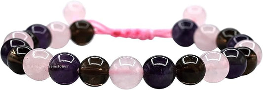 Natural Healing Crystal Bracelet for Women - Mens Bracelet Energy Balancing Gemstones Set - Adjustable Stone Bead Bracelet for Men and Women - Chakra Crystal Therapy Accessory, Meditation