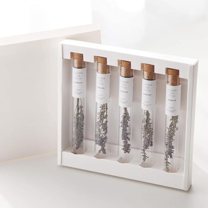 KKOKDAM Fancy Tea Gift Set – Korean Mint Blooming Flowers from South Korea - 5 Premium Flower Tea Sticks, Perfect as Unique Gifts or Gifts for Women