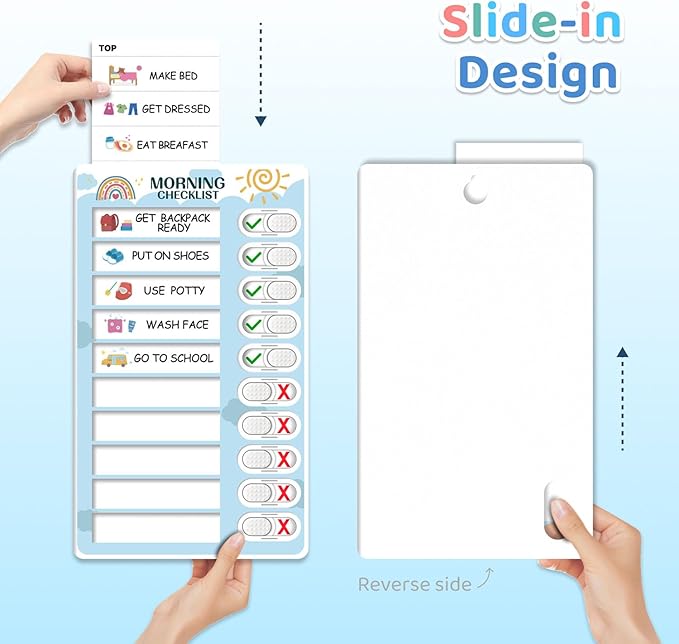 3 in 1 Bedtime/Morning/Weekly Routine Chart for Kids, Magnetic Chore Chart for Kids, Visual Schedule for Kids Toddlers Schedule Board for Home