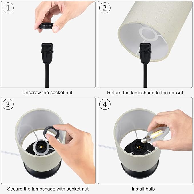 Lampwell Alee Small Table Lamp for Living Room,Set of 2,Modern Kids Night Table Lamp,Φ4.33×H12.21IN,Bulb Excluded,Black