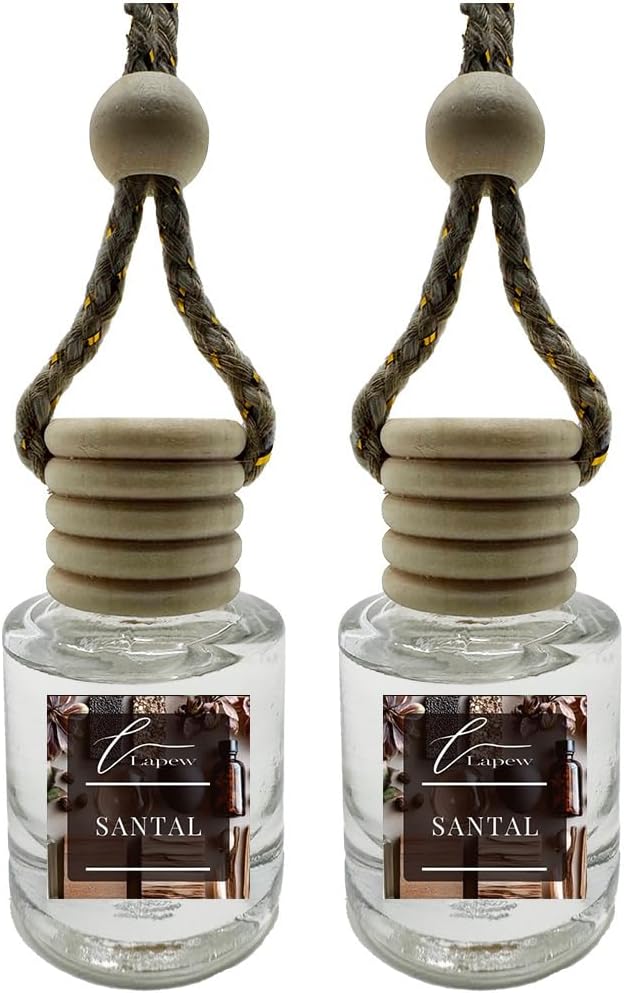 Car Air Freshener Diffuser – 2 Pack Hanging Air Freshener Diffuser (.34 Oz, Santal)