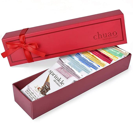 Chuao Chocolatier Taste the Joy Assorted Mini Gourmet Chocolate Bars Gift Box | Milk and Dark Chocolate Flavor Variety Sampler For Birthday, Mother’s and Father’s Day, Thank you, Corporate Gift Baskets | 8 Bars