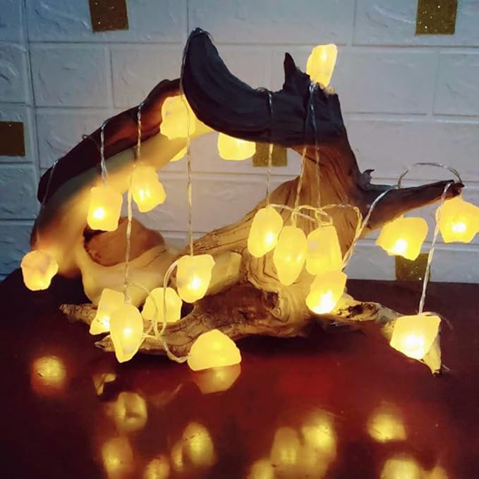 Fantasee Himalayan Salt String Light, Natural Hand Carved Salt Crystal Light Release Negative Ions for Bedroom, Living Room, Office, Home Deco, Yoga, Night Light, Gift (6.6ft 10led)