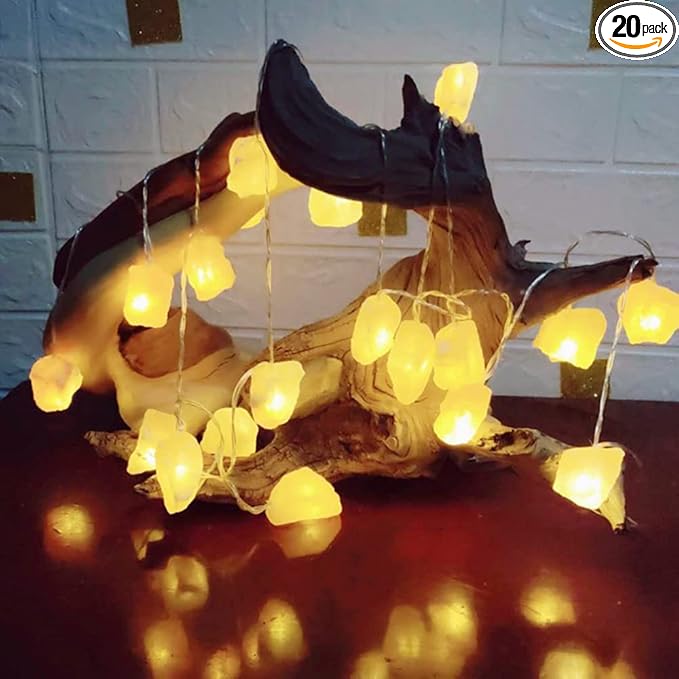 Fantasee Himalayan Salt String Light, Natural Hand Carved Salt Crystal Light Release Negative Ions for Bedroom, Living Room, Office, Home Deco, Yoga, Night Light, Gift (11.5ft 20led)